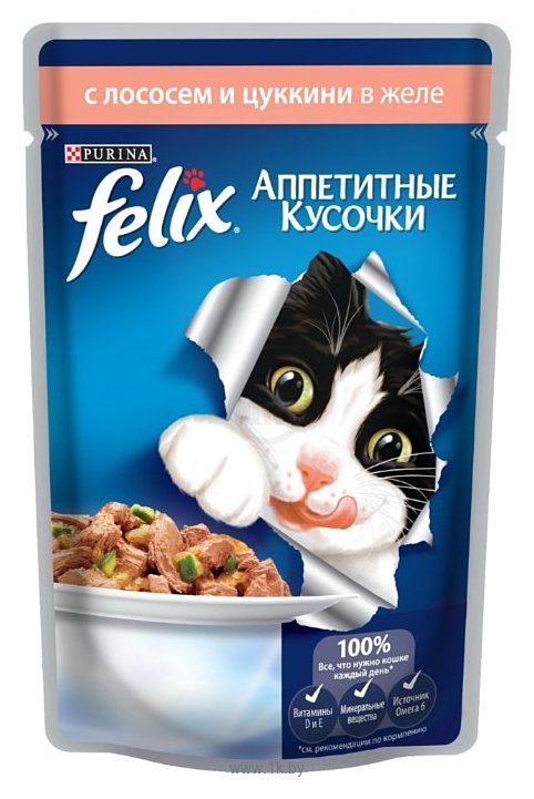 Фотографии Felix Аппетитные кусочки с Лососем и цукини в желе (0.085 кг) 24 шт.