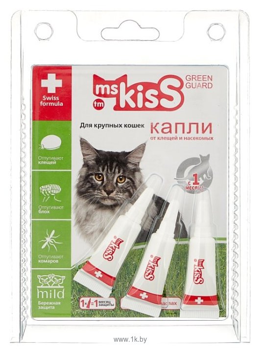 Фотографии Ms.Kiss капли от блох и клещей Green Guard для кошек и котят 3шт. в уп.