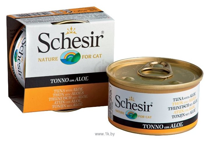 Фотографии Schesir (0.085 кг) 1 шт. Кусочки в желе. Тунец с алоэ. Консервы для кошек