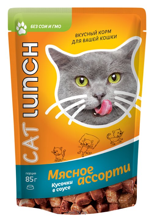 Фотографии Cat Lunch Кусочки в соусе Мясное ассорти (0.085 кг)