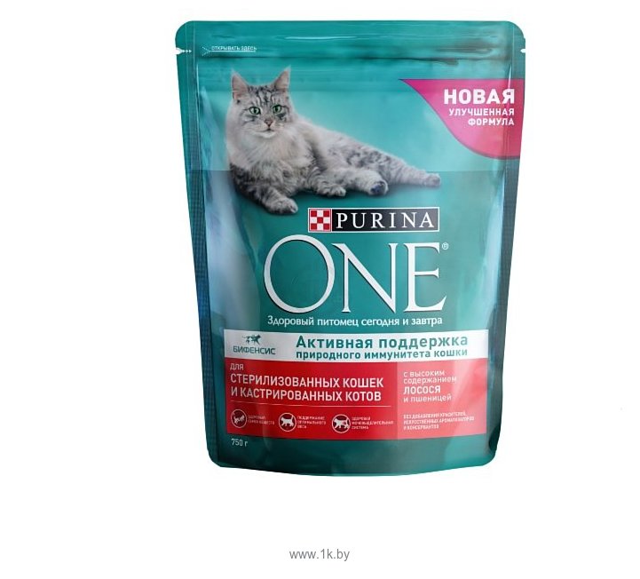 Фотографии Purina ONE Для стерилизованных кошек и котов с высоким содержанием Лосося и пшеницы (0.75 кг)