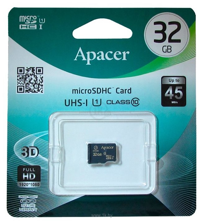 Фотографии Apacer microSDHC Class 10 UHS-I U1 (R45 MB/s) 32GB