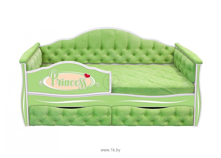 Фотографии Настоящая мебель Иллюзия 180x80 с доп спальным местом (вельвет, зеленый)