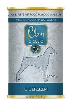Фотографии CLAN (0.34 кг) 6 шт. Classic Мясное ассорти с сердцем для взрослых собак