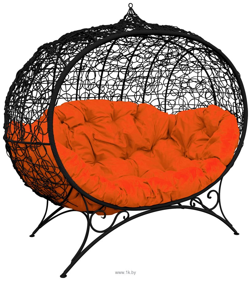 Фотографии M-Group Улей на ножках 11220407 (черный ротанг/оранжевая подушка)