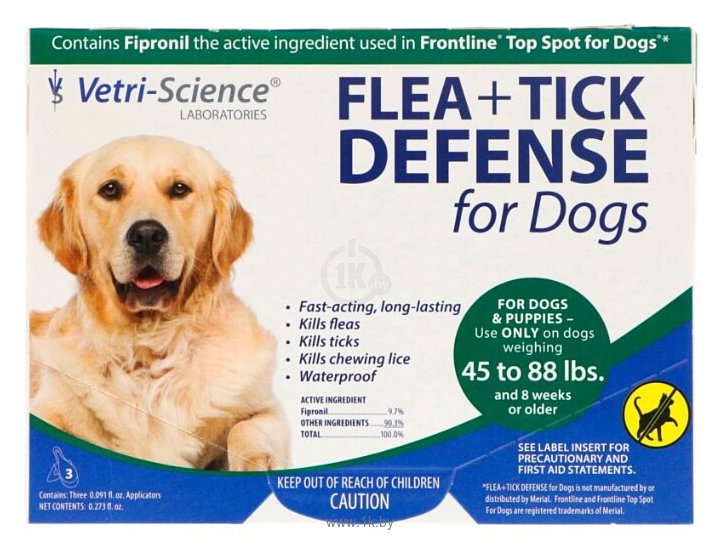 Фотографии VetriScience капли от блох и клещей Flea+Tick Defense для собак и щенков 3шт. в уп.