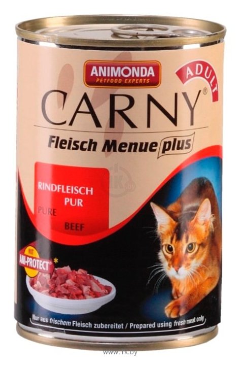 Фотографии Animonda Carny Fleisch Menue plus Adult для кошек с отборной говядиной (0.4 кг) 1 шт.