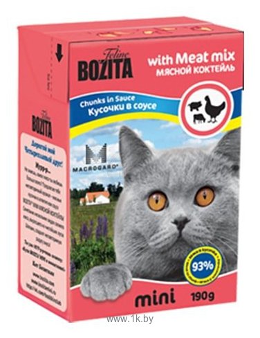 Фотографии Bozita Feline MINI chunks in sauce with Meat mix (0.19 кг) 16 шт.