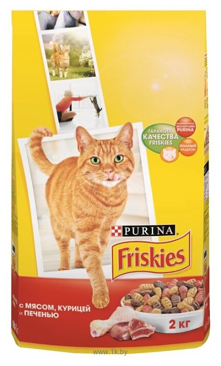 Фотографии Friskies Для взрослых кошек с мясом, курицей и печенью (2 кг)