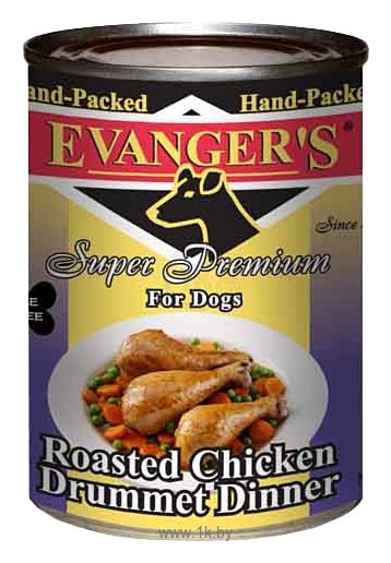 Фотографии Evanger's Super Premium Roasted Chicken Drummet Dinner консервы для собак (0.369 кг) 1 шт.