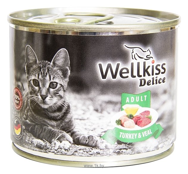 Фотографии Wellkiss Delice с индейкой и телятиной консервы для кошек (0.2 кг) 1 шт.
