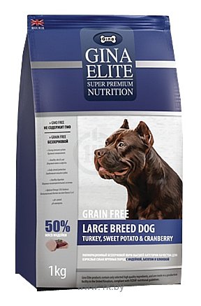 Фотографии Gina Elite (15 кг) Grain Free Large Breed Dog Turkey, Sweet Potato & Cranberry
