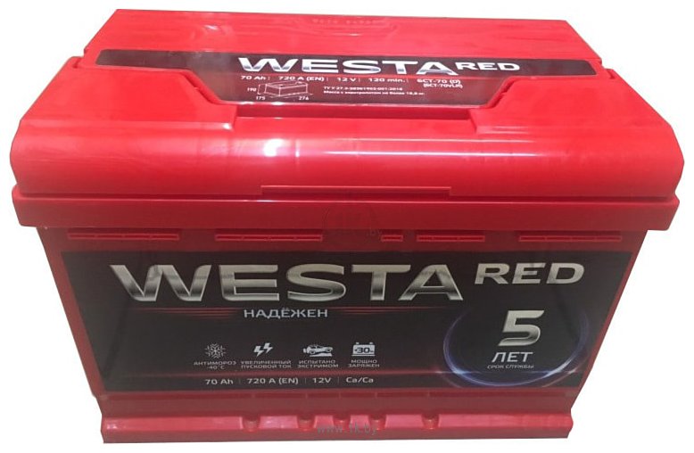 Фотографии Westa RED 6СТ-70 R+ (70Ah)