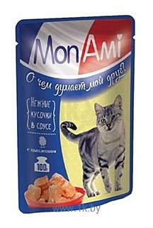 Фотографии MonAmi Кусочки в соусе для кошек Цыпленок (0.1 кг) 1 шт.