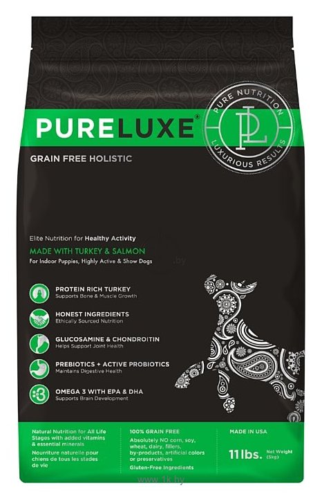 Фотографии PureLuxe (10.89 кг) Elite Nutrition for healthy activity dogs with turkey & salmon