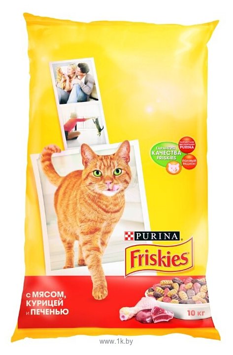 Фотографии Friskies Для взрослых кошек с мясом, курицей и печенью (10 кг)