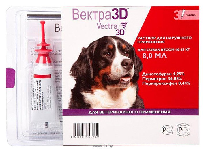 Фотографии Вектра 3D (СЕВА) Капли для собак весом 40–65 кг