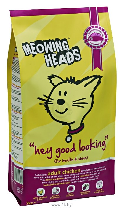 Фотографии Meowing Heads (1.5 кг) 1 шт. Для взрослых кошек Эй, красавчик с курицей и рисом