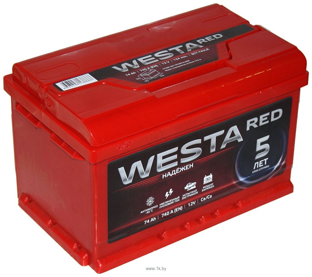 Фотографии Westa RED 6СТ-74 низкая (74Ah)