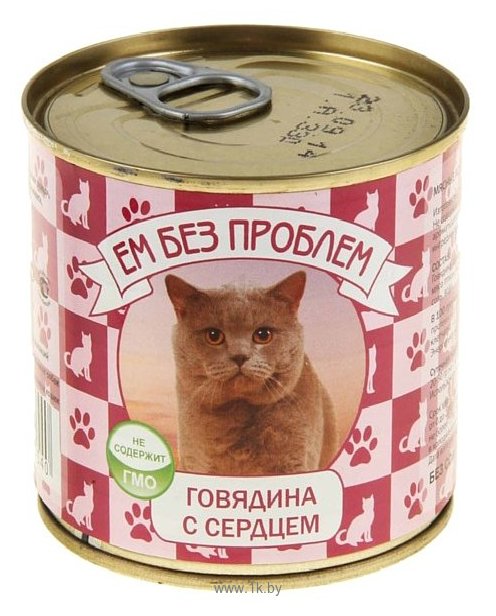 Фотографии Ем Без Проблем Консервы для кошек Говядина с сердцем (0.25 кг) 15 шт.