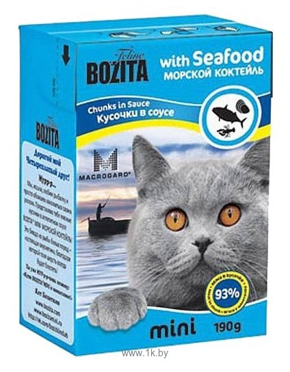 Фотографии Bozita Feline MINI chunks in sauce with Seafood (0.19 кг) 1 шт.