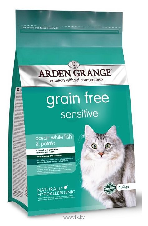 Фотографии Arden Grange (0.4 кг) Adult Cat Sensitive океаническая белая рыба и картофель сухой корм беззерновой, для взрослых кошек с деликатным желудком и/или чувствительной кожей