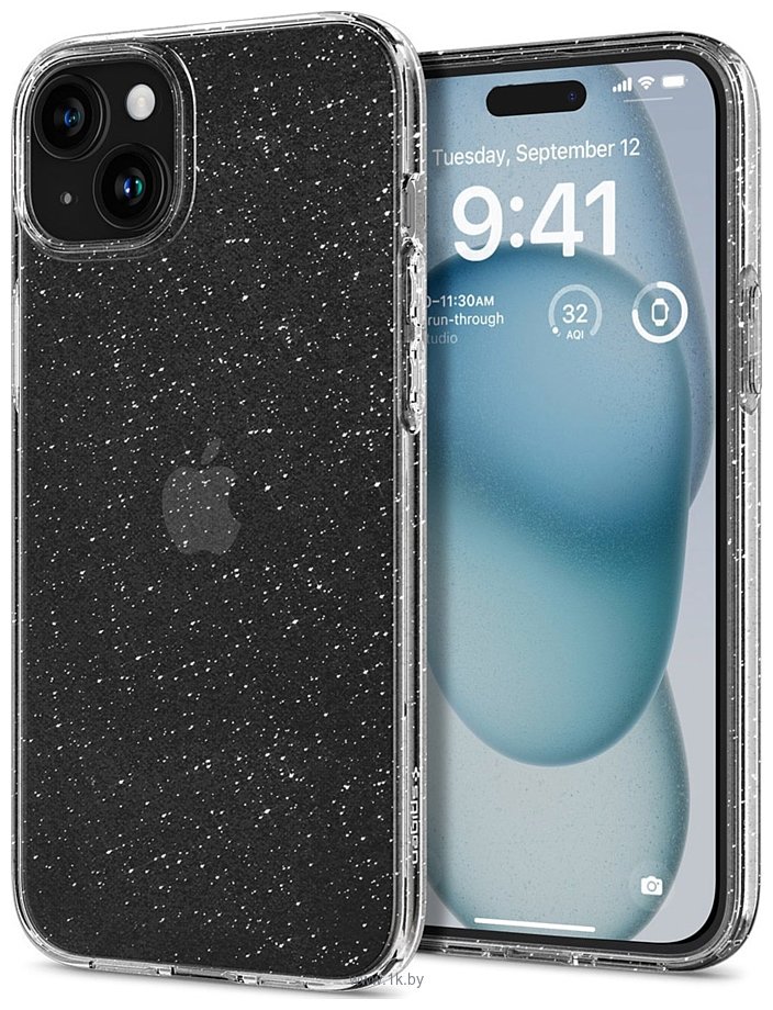 Фотографии Spigen Liquid Crystal Glitter для iPhone 15 ACS06788 (затемненный/прозрачный)