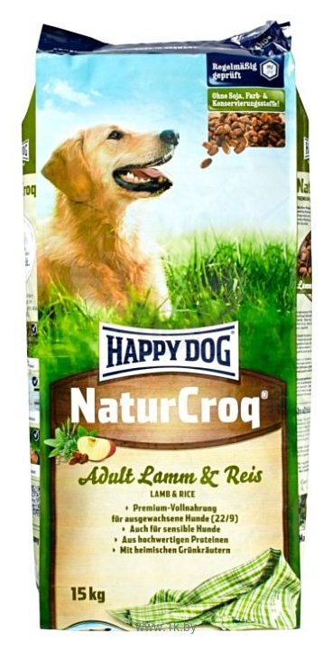 Фотографии Happy Dog (15 кг) NaturCroq Lamm&Reis для собак с чувствительным пищеварением на основе ягненка и риса