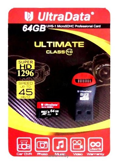 Фотографии UltraData Ultimate microSDXC class 10 UHS-I U1 64 GB + USB Card Reader