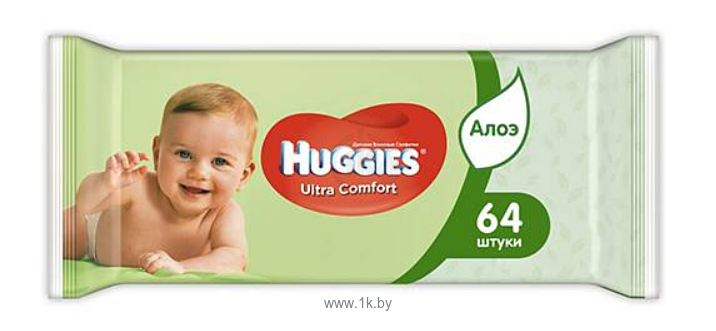 Фотографии Huggies многослойные с алоэ вера и витамином Е (64 шт)