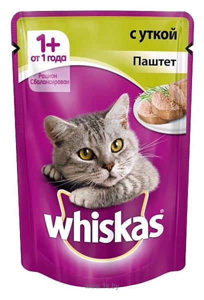 Фотографии Whiskas (0.085 кг) 1 шт. Паштет с уткой для взрослых кошек