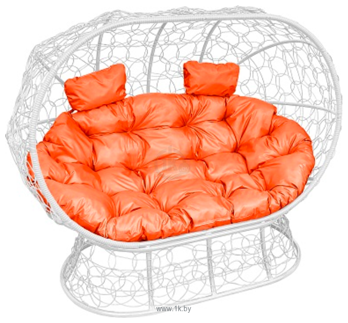 Фотографии M-Group Лежебока 11190107 (на подставке с белым ротангом/оранжевая подушка)