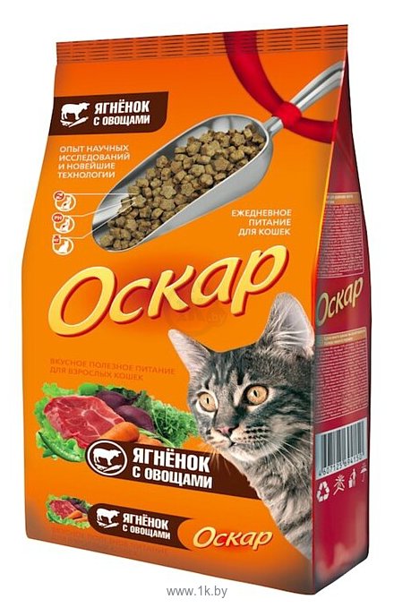 Фотографии Оскар Сухой корм для кошек Ягненок с овощами (0.4 кг) 10 шт.