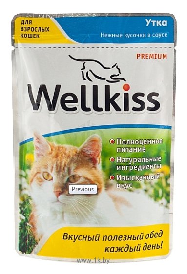 Фотографии Wellkiss Нежные кусочки утка в соусе для кошек пауч (0.1 кг) 1 шт.