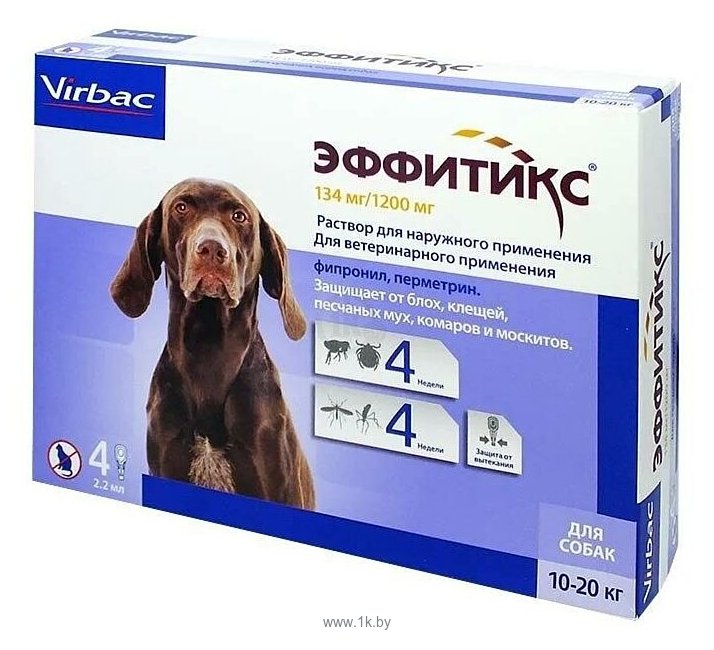 Фотографии Virbac капли от блох и клещей Эффитикс для собак и щенков от 10 до 20 кг