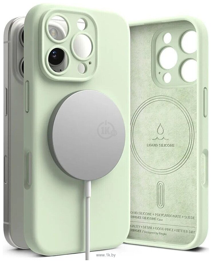 Фотографии Ringke Silicone Magnetic Magsafe для Apple iPhone 16 Pro Max Soft Mint