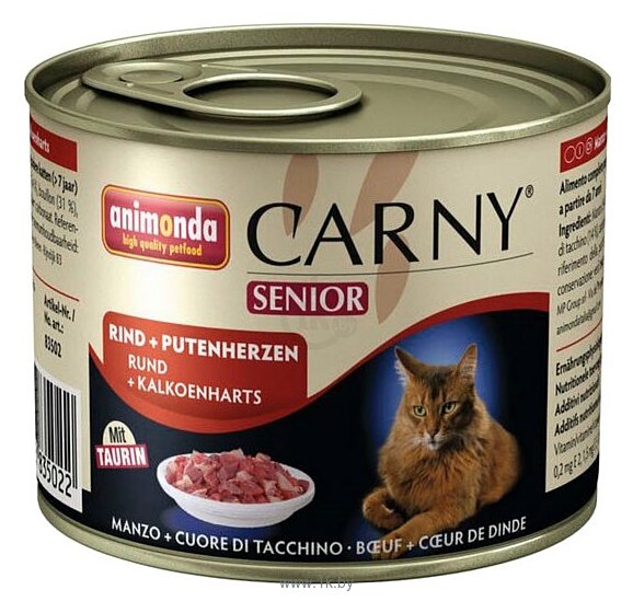 Фотографии Animonda Carny Senior для пожилых кошек с говядиной и сердцем индейки (0.2 кг) 6 шт.