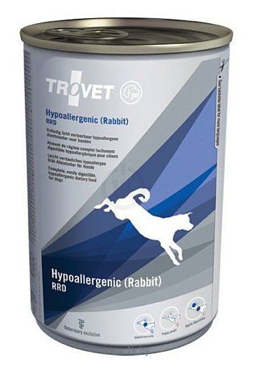 Фотографии TROVET (0.4 кг) 1 шт. Dog Hypoallergenic RRD (Rabbit) canned