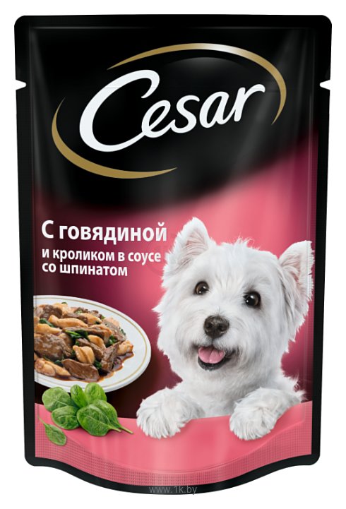 Фотографии Cesar (0.1 кг) 1 шт. Из говядины и кролика в соусе со шпинатом