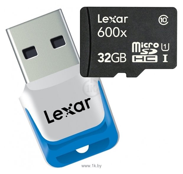Фотографии Lexar microSDHC Class 10 UHS Class 1 600x 32GB + USB 3.0 reader