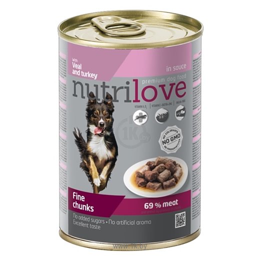 Фотографии Nutrilove (0.415 кг) 1 шт. Dogs - Fine chunks with veal and turkey