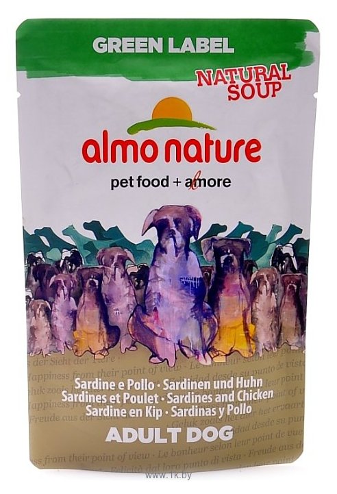 Фотографии Almo Nature Green Label Natural Soup Dog Chicken and Sardines (0.14 кг) 1 шт.