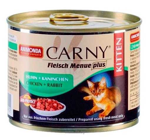 Фотографии Animonda Carny Fleisch Menue plus Kitten для котят с курицей и кроликом (0.2 кг) 1 шт.