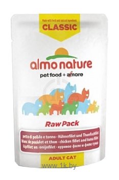 Фотографии Almo Nature Classic Raw Pack Adult Cat Chicken fillet and tune fillet (0.055 кг) 1 шт.