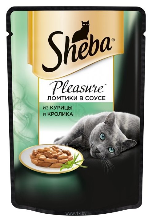 Фотографии Sheba Pleasure ломтики в соусе из курицы и кролика (0.085 кг) 1 шт.