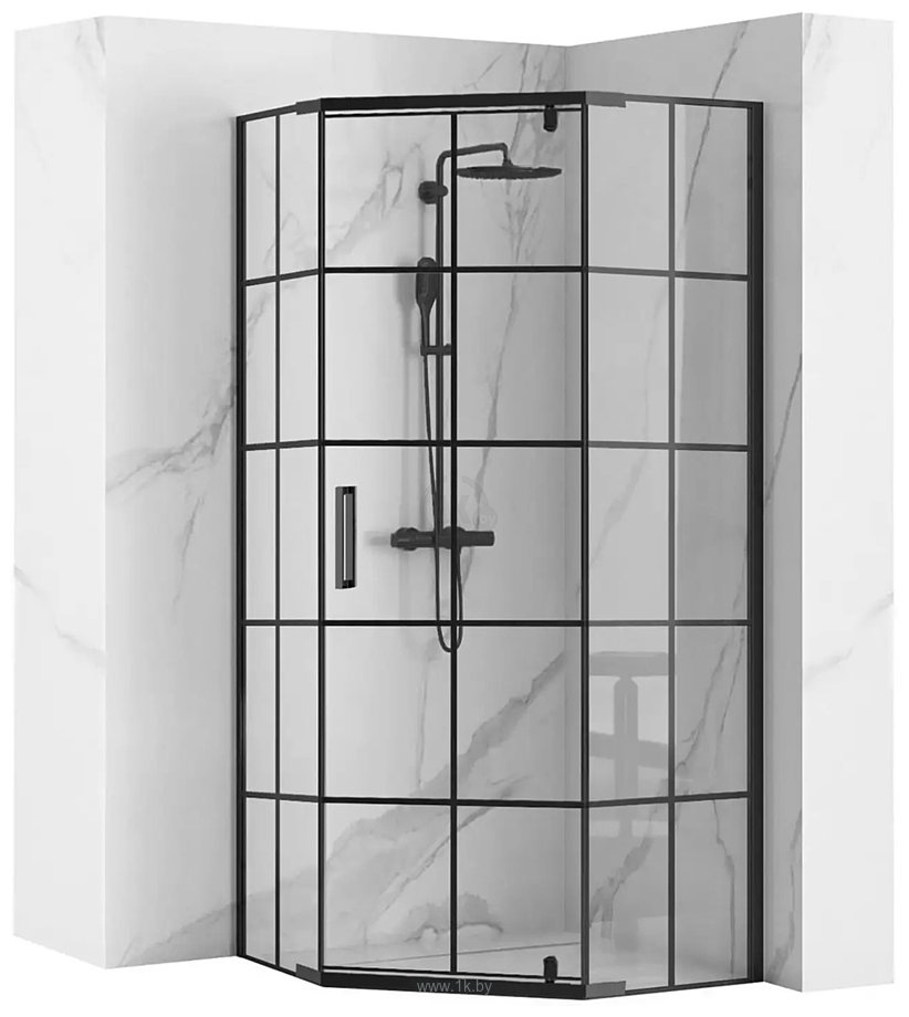 Фотографии Rea Hex 90x90 (черный/прозрачное стекло)