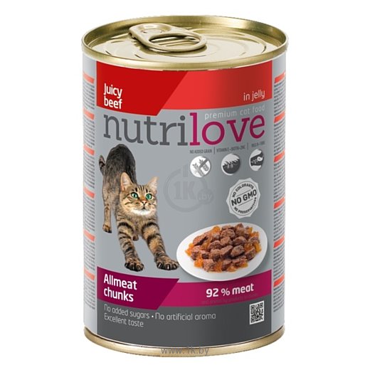 Фотографии Nutrilove (0.4 кг) 1 шт. Cats - Allmeat chunks with juicy beef