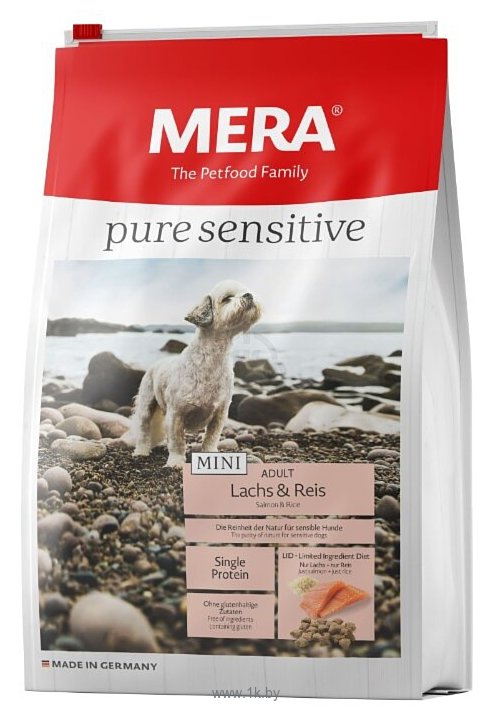 Фотографии Mera (1 кг) Pure Sensitive Mini с лососем и рисом для взрослых собак