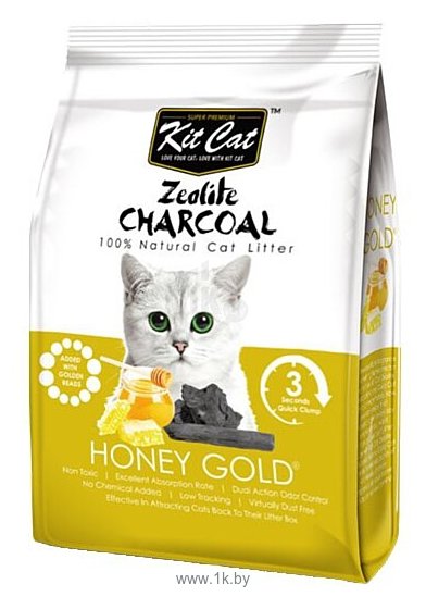 Фотографии Kit Cat Zeolite Charcoal Honey Gold 4кг