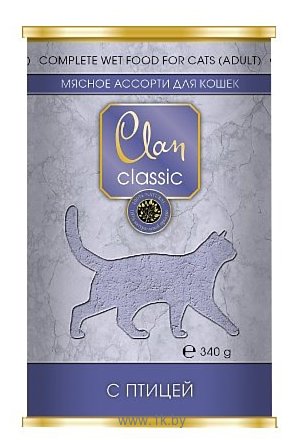 Фотографии CLAN (0.34 кг) 1 шт. Classic Мясное ассорти с Птицей для кошек
